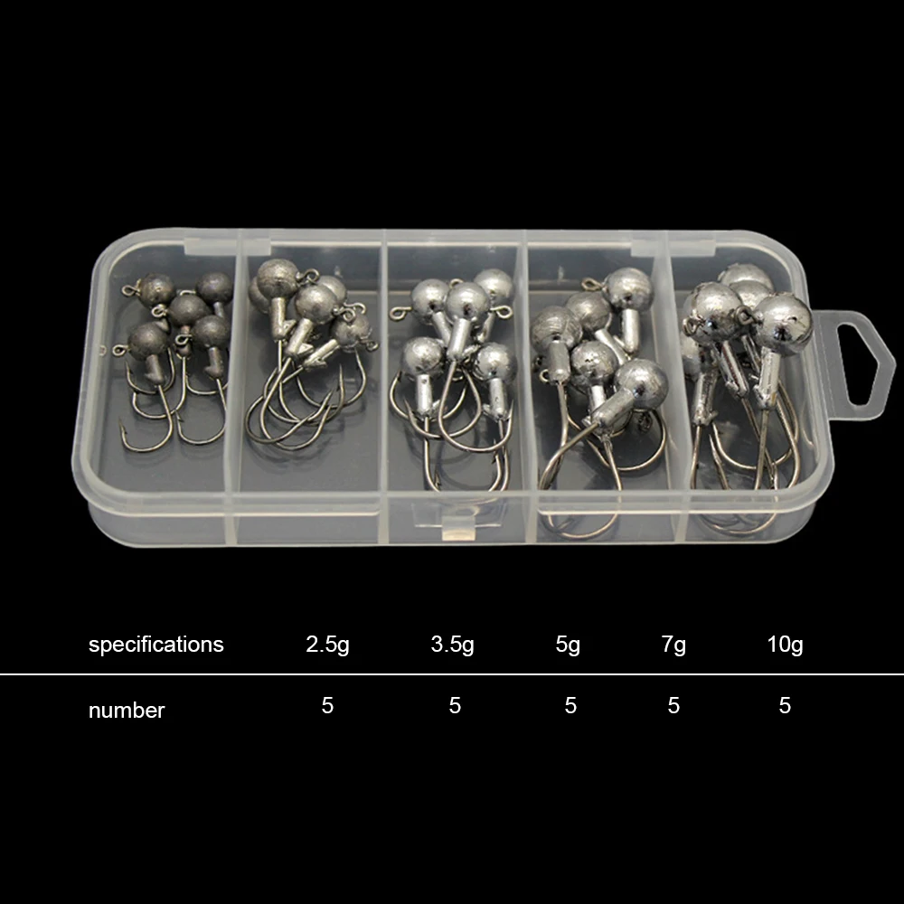 Набор рыболовных крючков 25 шт. джиг голова свинца Jighead рыболовные крючки