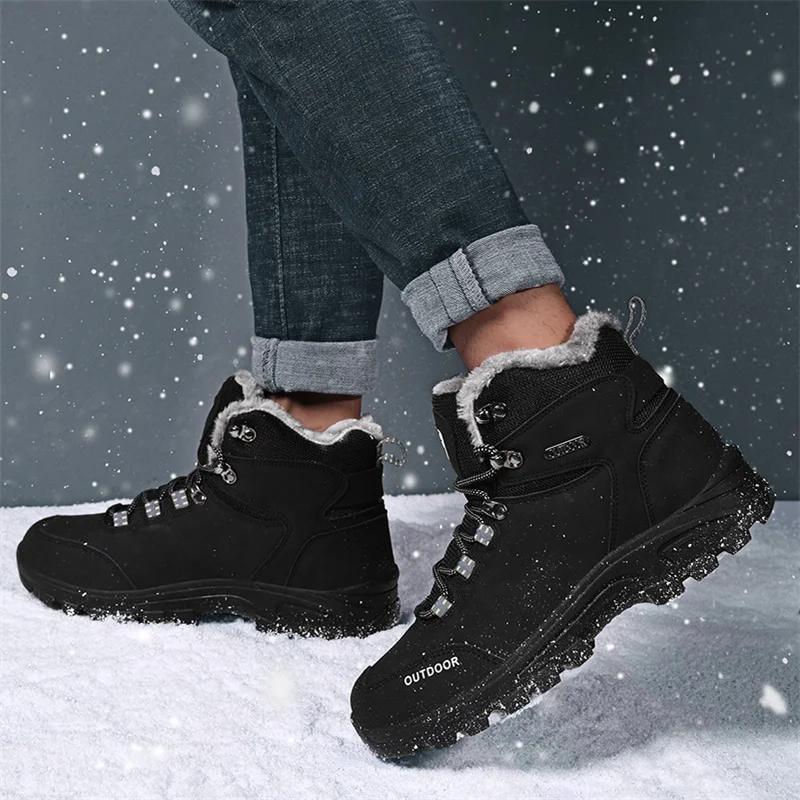 Winter With Fur Warm Hiking Man Shoes Outdoor Sports Hunting Boots Men Waterproof Non slip Tactical Boots Man zapatos de hombre