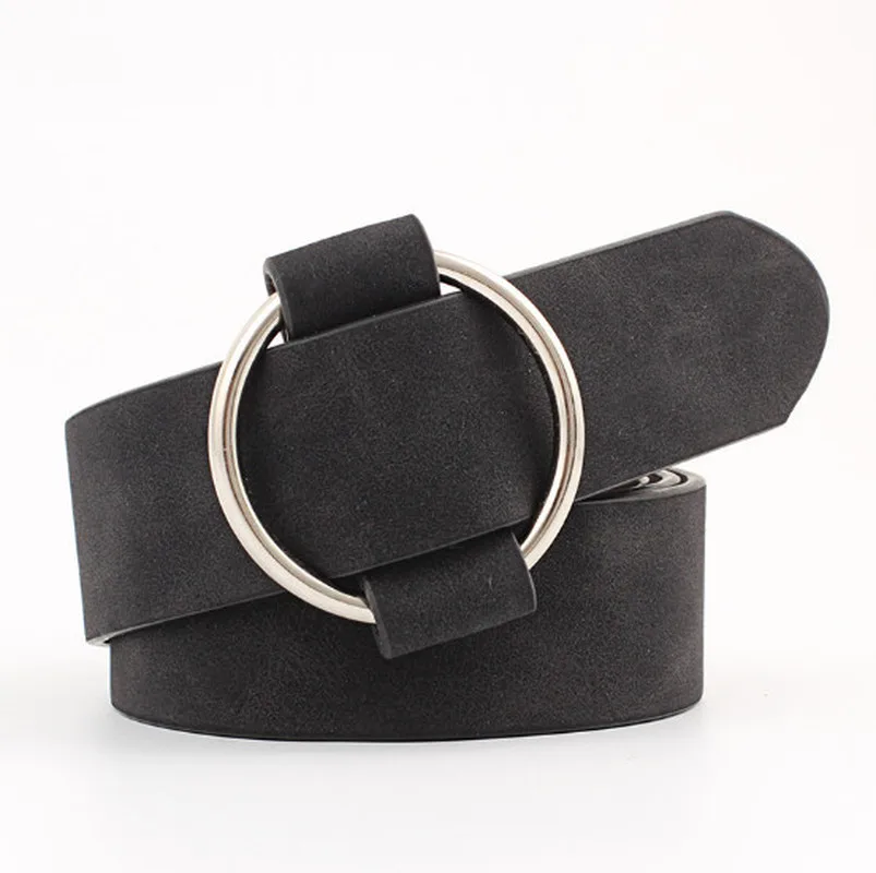 

1PC Fashion casual round buckle wide Belts for women dress jeans belt woman ladies faux Suede leather straps ceinture black red