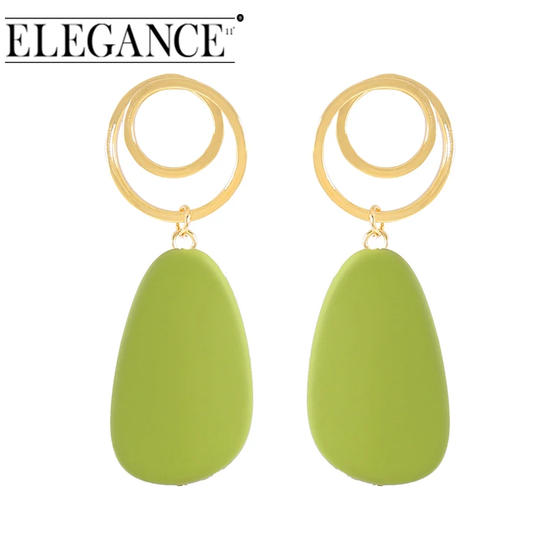 

Elegance11 Korea Acrylic Metal Earrings Color Pendant Jewelry Double Gold Circle Earrings Frosted Accessories Gifts for Girls