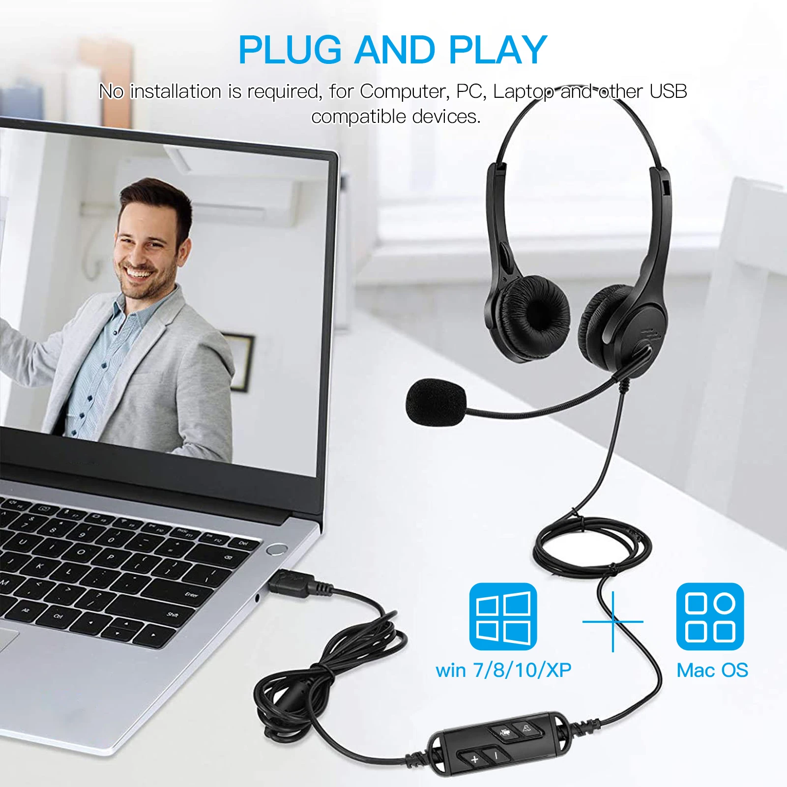 Проводная USB-гарнитура для компьютера гарнитура громкой связи бинауральные