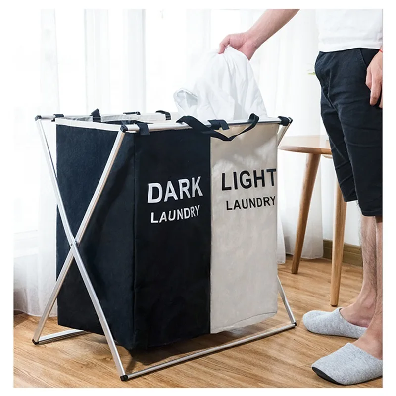Foldable Dirty Laundry Basket Home Collapsible Printed Grid Hamper Organizer Large Sorter Three | Дом и сад