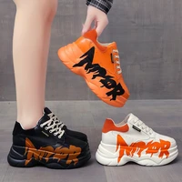new women trendy graffiti white shoes womens platform sneakers shoes with rubber sole increased elasticity large platform 3 6cm