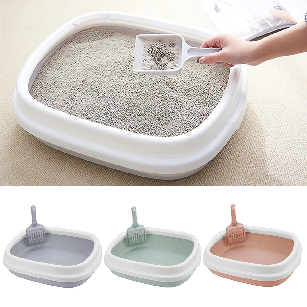 

Cat Dog Tray SandBox Home Pet Toilet with Scoop Plastic Anti Splash Bedpan Cats Litter Box Kitten Dog Clean Toilette Supplies