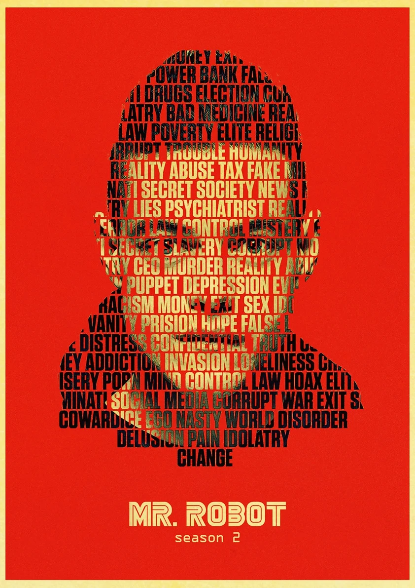 Ретроамериканский психологический триллер Постер для ТВ сериала Mr. Робот