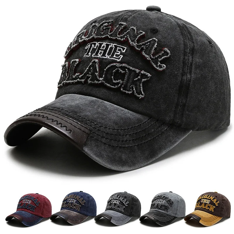 

2021 Men's Cap Cotton Letter Baseball Caps Black Cap Snapback Summer Outdoor Sports Caps Women Bone Washed Retro Dad Hats Gorras