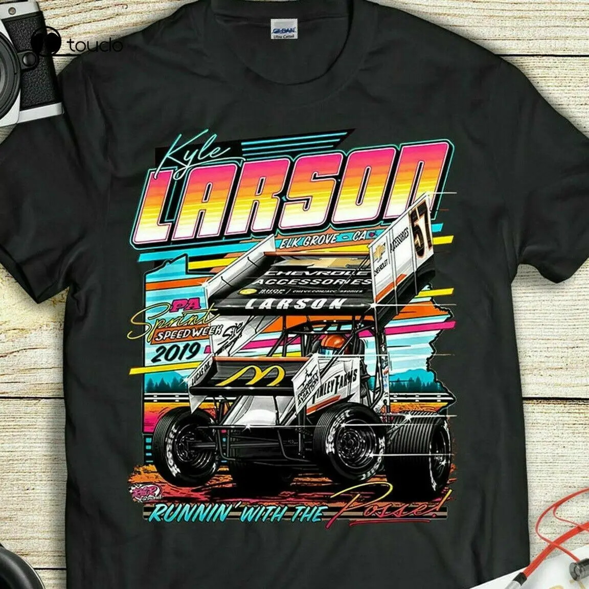 

Kyle Larson Racing Car Shirt Vintage Black T-Shirt Size S-3Xl Tee Shirt