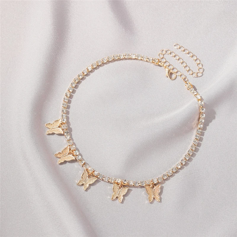

Luxury Butterfly Necklace Gorgeous CZ Crystal Pendant Choker Sparkly Butterfly Chain Jewelry for Women Ladies Girls Gift