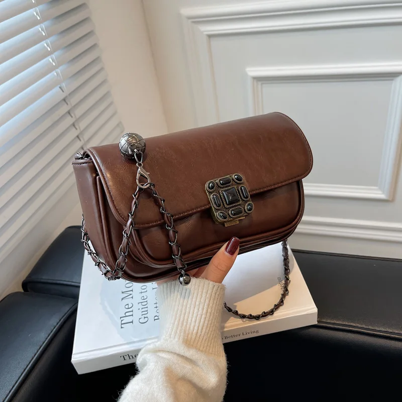 

Маленькие кожаные сумки на плечо для женщин, новинка 2021, модные сумки-тоуты для женщин, дизайнерские винтажные сумки через плечо