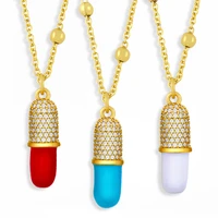 capsule chill pill zircon gold plated diy charm necklace oil drop enamel ice pill capsule pendant necklace