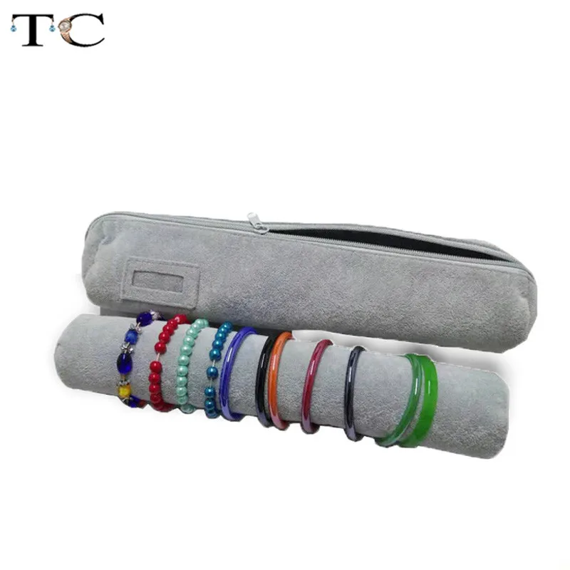 Сумка на молнии для ювелирных изделий серая бархатная коробка хранения часов