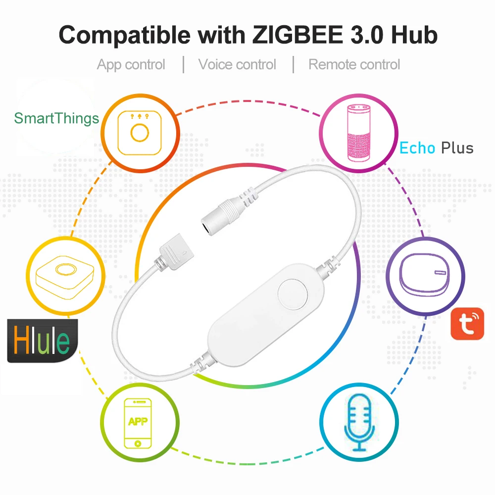 Умная Светодиодная лента Zigbee 5 м 12 В постоянного тока RGB CCT RGBW контроллер Smartthings 3 0