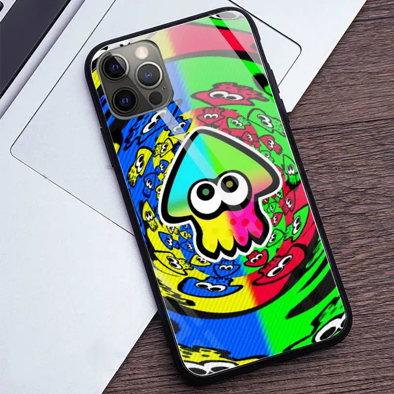 

splatoon 2 Gun machine game Phone Case Tempered Glass For iPhone 12 Pro Max Mini 11 Pro XR XS MAX 8 X 7 6S 6 Plus SE 2020 case