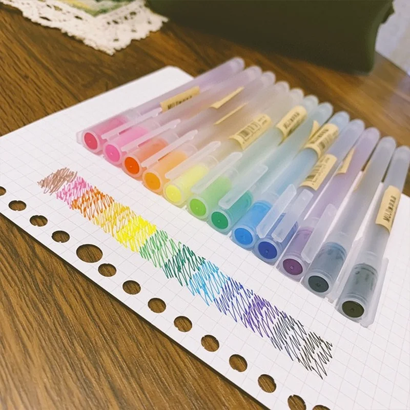 

Simple Style Transparent Frosted Color Gel Pen 0.5mm Student Office Hand Account Pen Stationery Factory Direct Sales
