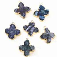 natural stone four leaf clover pendant plant shape pendant decorative jewelry making diy charm necklace accessory pendant