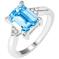 classics blue crystal ring with stone silver color zircon rings for women gift to girlfriend