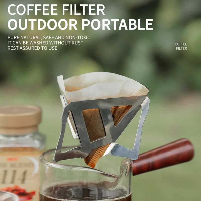 

Durable Portable Assembled Coffee Filter Rack Outdoor Camping Stainless Steel Folding Funnel Coffee Tools Drop Shipping
