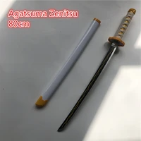 80cm kimetsu no yaiba sword weapon demon slayer agatsuma zenitsu cosplay sword 11 anime ninja knife wood toy