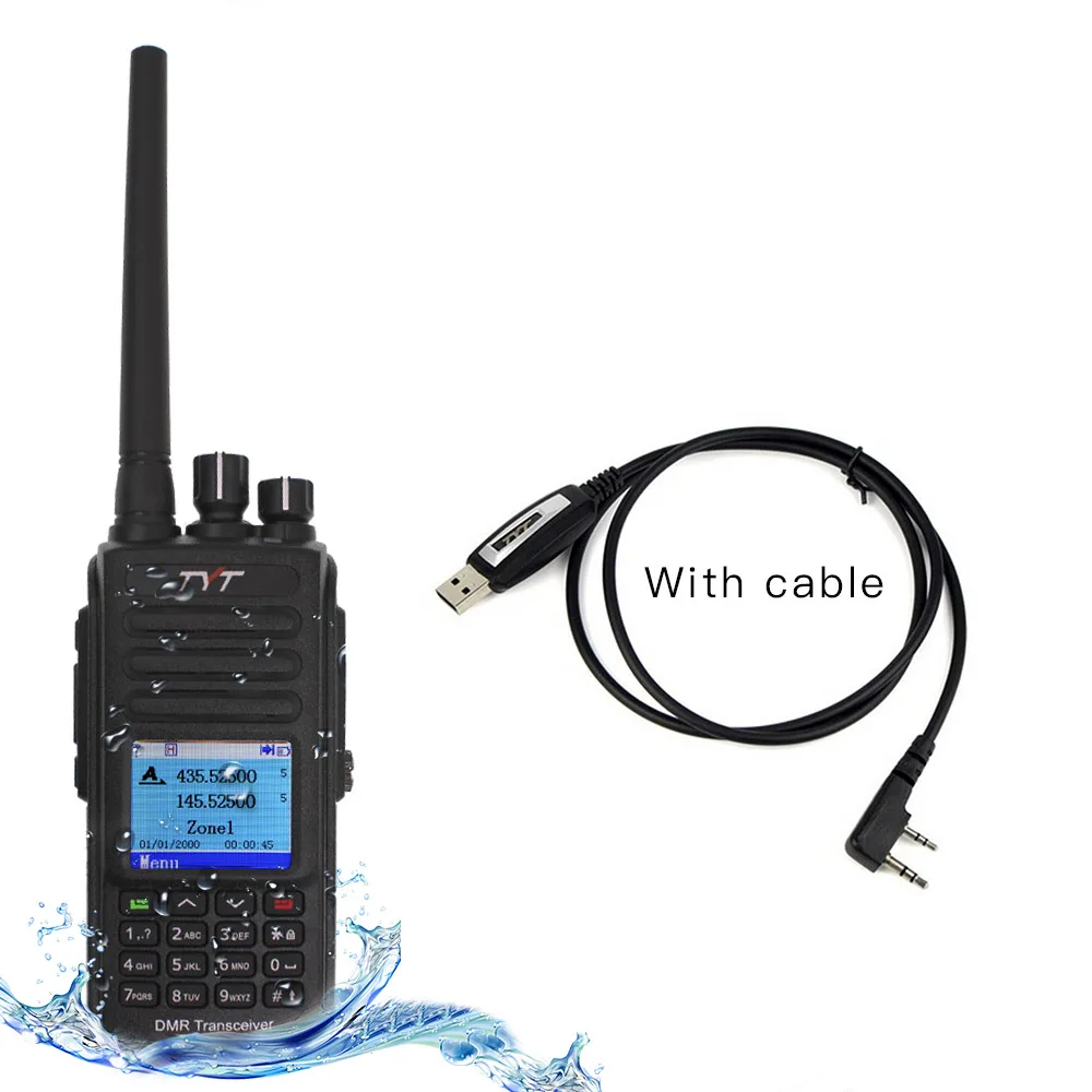 TYT MD-UV390 DMR цифровая рация UV390 IP67 водонепроницаемый двухдиапазонный УФ приемопередатчик gps опционально Upgrde MD-390+ USB кабель - Цвет: MD-UV390