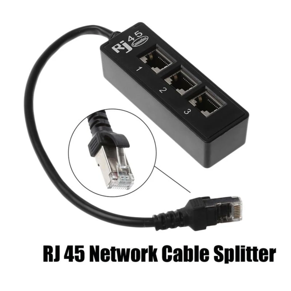 Локальной сети RJ45 1 до 3 way Разветвитель адаптер кабель удлинитель Ethernet разъем с