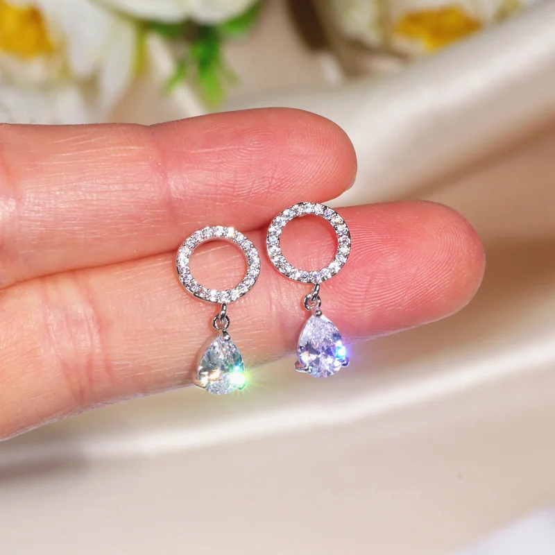 Элегантные сверкающие серьги из циркония с кристаллами для женщин