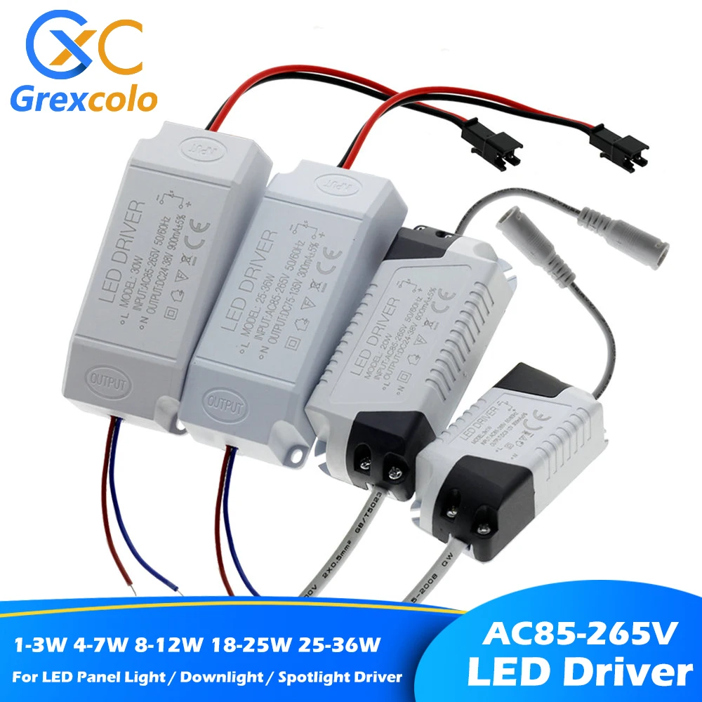 

LED Driver 1-3W 4-7W 8-12W 18-25W 25-36W AC85-265V Lighting Transformer For LED Panel Light / Downlight / Spotlight Driver.
