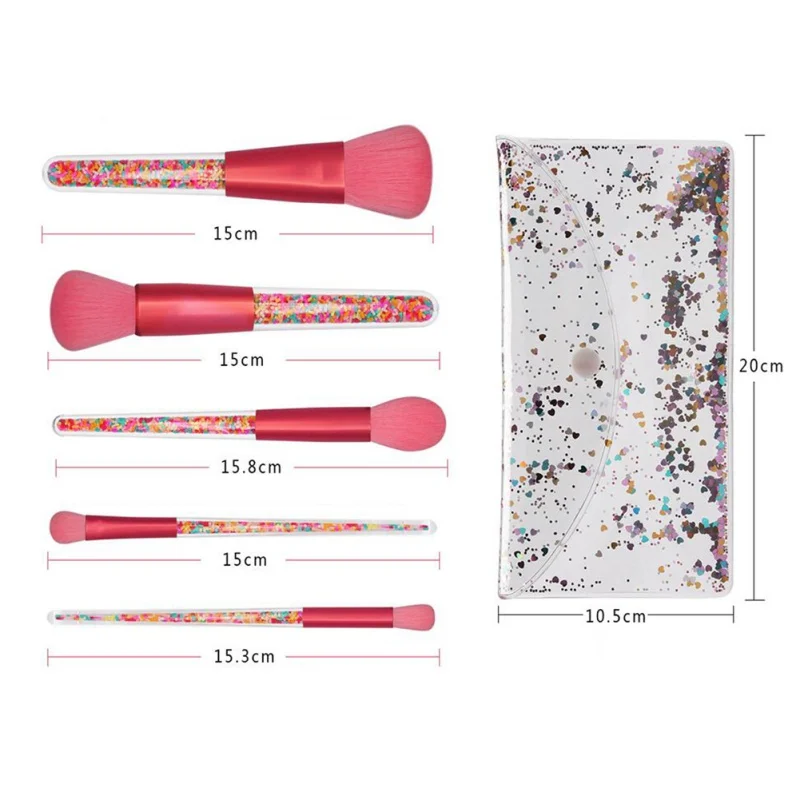 

5Pcs Plastic Makeup Brush Kit Foundation Brush Loose Powder Brush Eye Shadow Multicolor Brush Set #