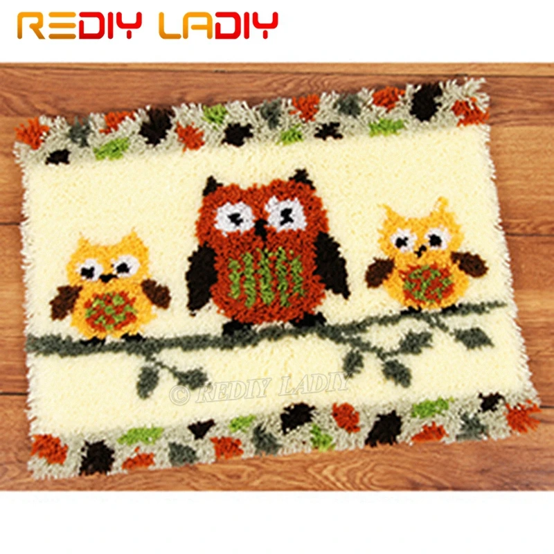 Наборы крючков с защелкой Сделайте свой собственный ковер семья Совы гобелен