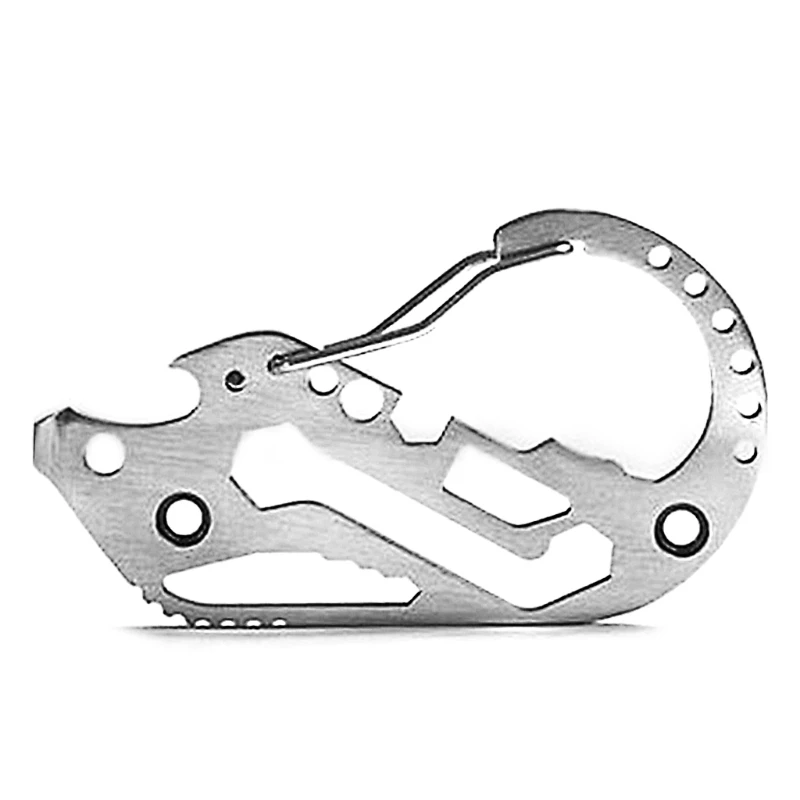 

Карабин из нержавеющей стали, зажим для ключей, брелок, отвертка с отверткой, гаечный ключ, многофункциональный инструмент для кемпинга, аль...