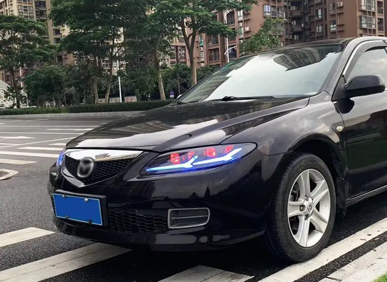 VLAND завод для автомобильных фар для мазда6 2003 2005 2010 светодиодный головной фонарь и поворотная лампа с движущимся сигналом+ Play and Plug+ DRL