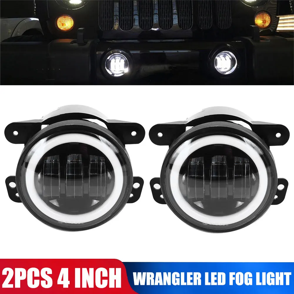 Vehemo 2 шт. 4 дюйма круглый светодиодный фар Противотуманные фары для джипа Wrangler 07 16