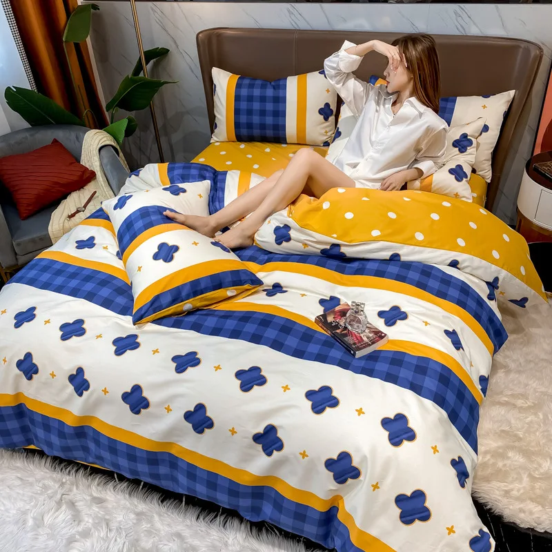 

Light Luxury Style Pure Cotton Small Fresh Set All Cotton Quilt Cover Bedding Sheet Home Textile Four Piece Set