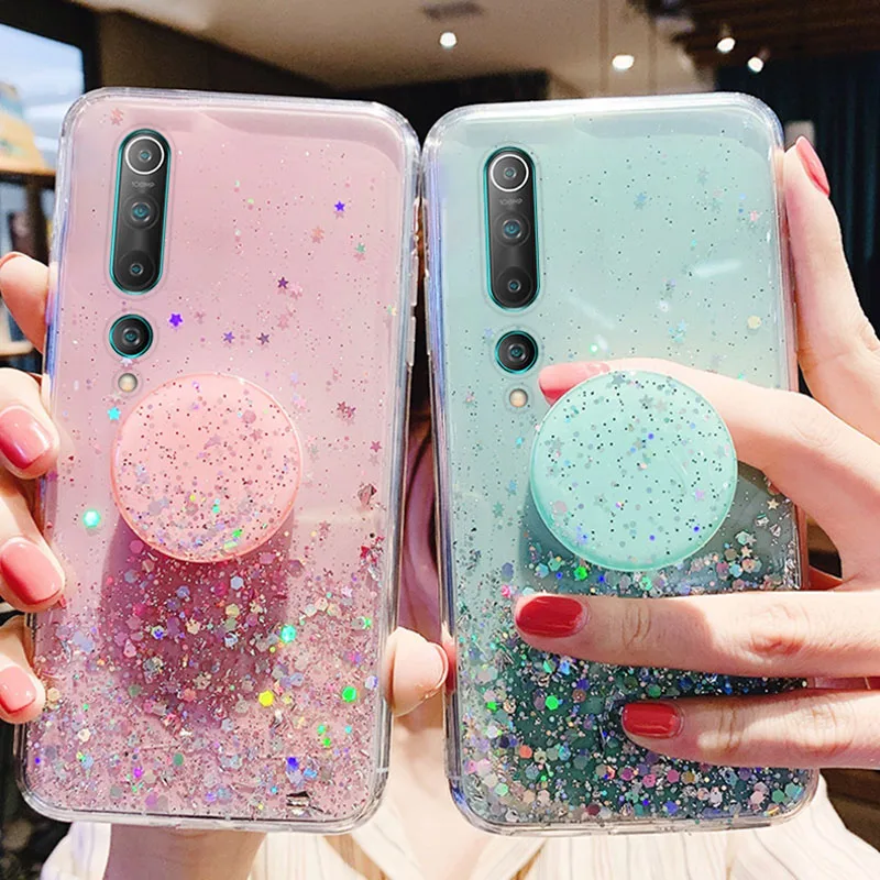 

Glitter Bling Case For Xiaomi Redmi Note 9 10 Pro 8T 8 7 10S Case Holder Cover Redmi 9C NFC 9A 7A S2 Mi 9T 9 Lite Poco F2 Pro X2