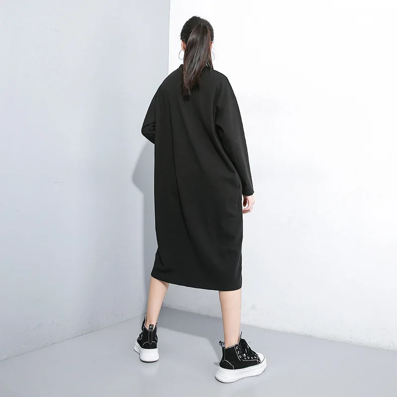 CHICEVER осеннее трикотажное платье женское с v-образным вырезом и длинными рукавами