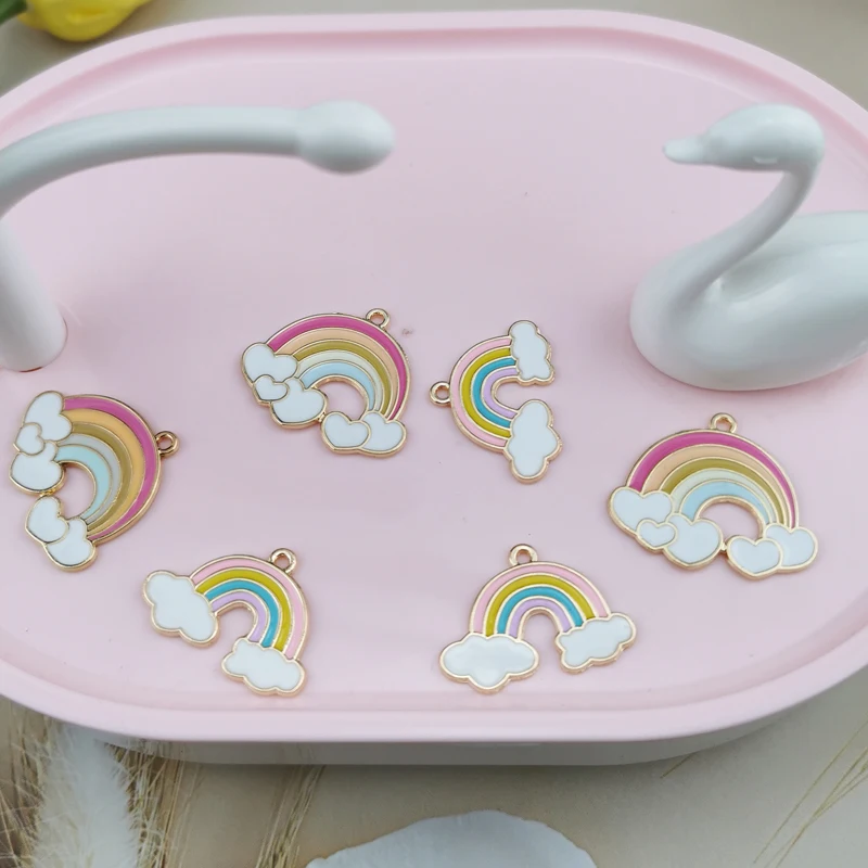 

MuhNa 10pcs Sweet Enamel Rainbow Charms Heart Rainbow Design Metal Earrings Pendants DIY Jewelry Make Charms Phone Case Patch
