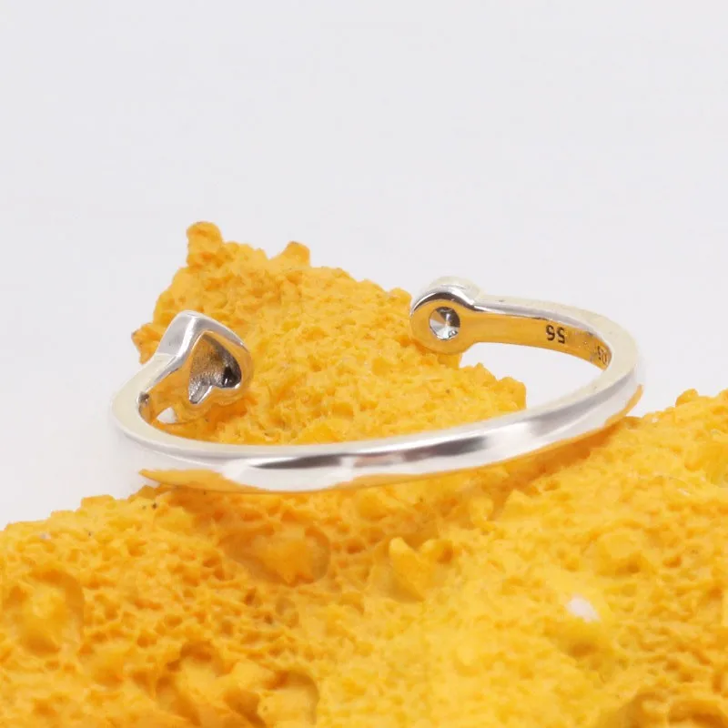 

100% 925 Sterling Silver Pan Ring Creative Bright Decoration Love Decoration Open Ring For Women Wedding Party Fashion Jewelry