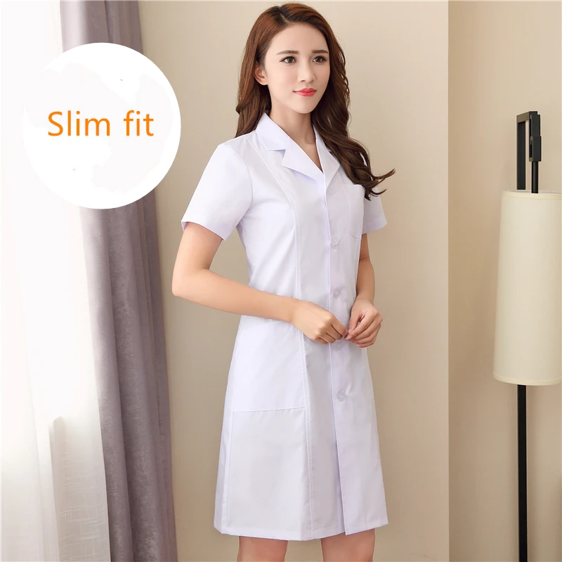 Белый лабораторный пальто для женщин медицинский Доктор Медсестры спецодежда