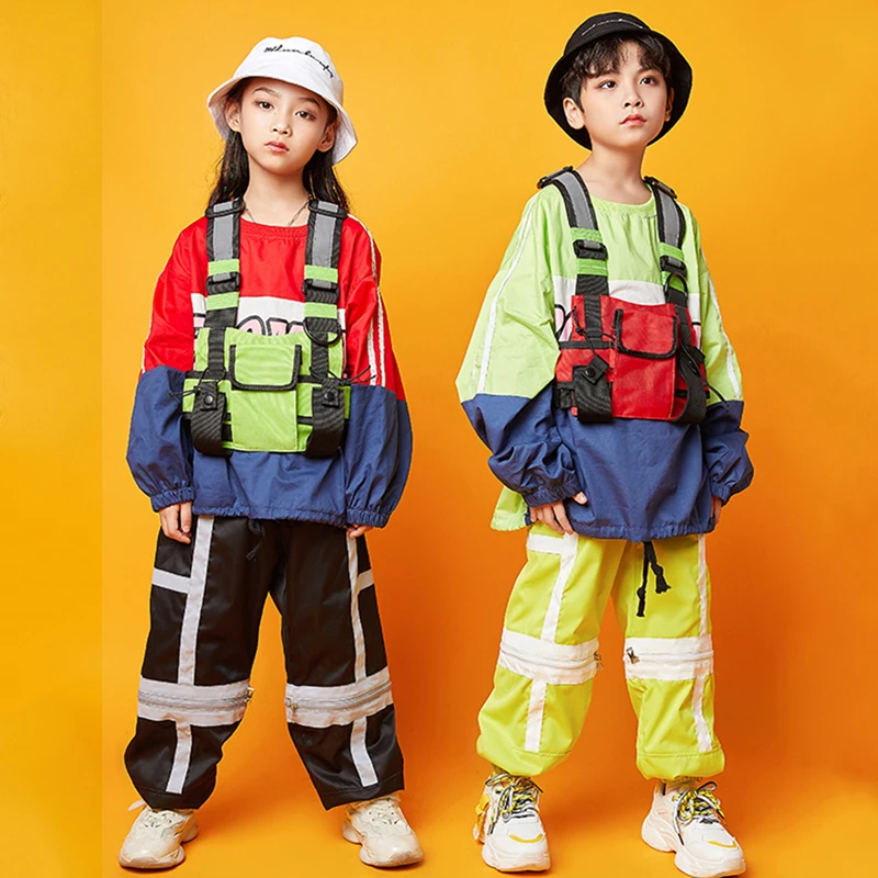 Детский костюм в стиле хип-хоп для мальчиков Свободный Топ Уличная Одежда танцев