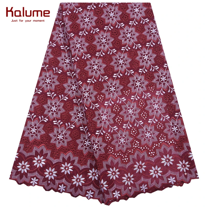 Kalume настоящий Африканский швейцарский тюль кружевная ткань Цветочная вышивка