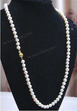 Новинка 1016 + длинные 32 &quot7-8 мм Настоящая Натуральная белая культурная жемчужина