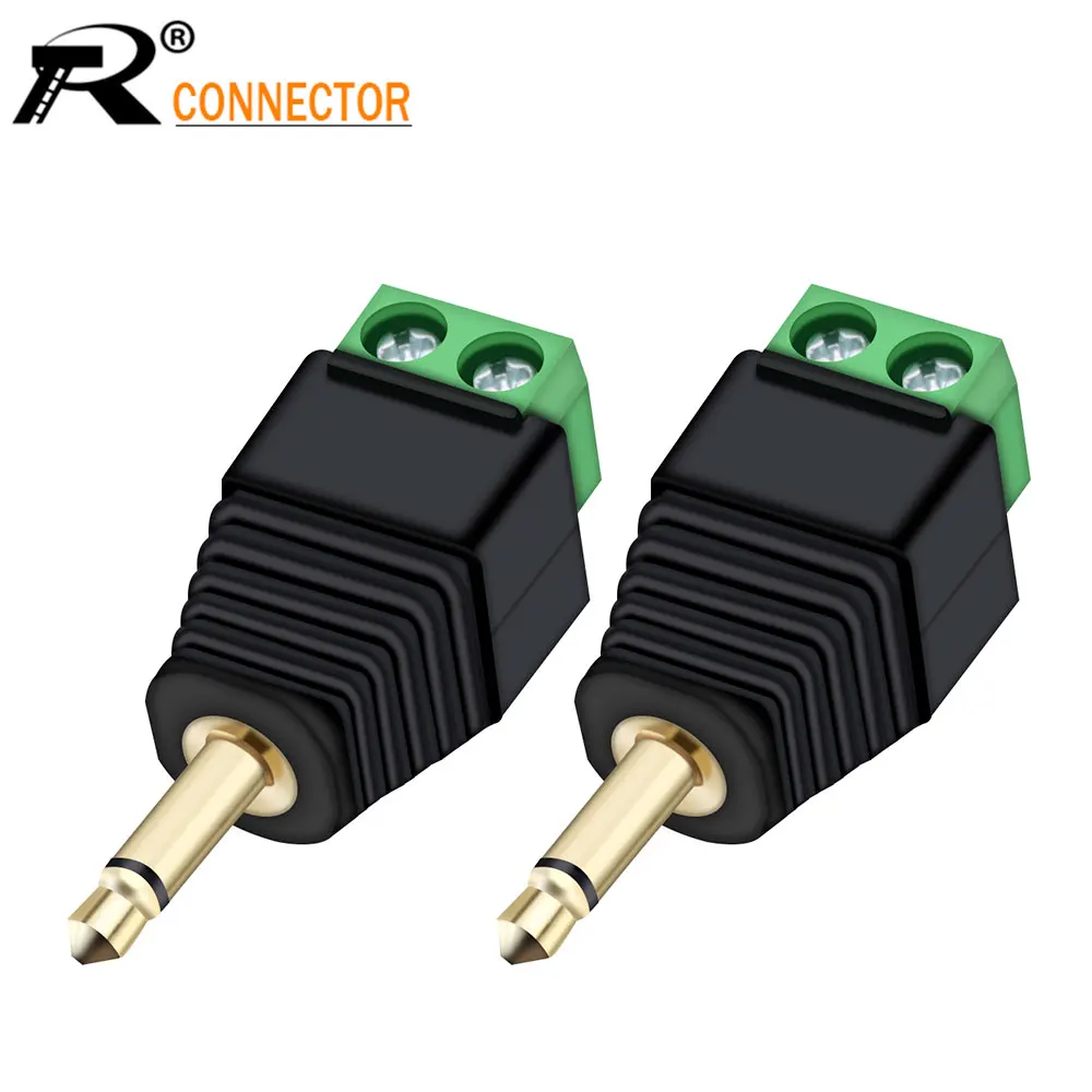 

10 шт. 3,5 мм 1/8 "моно-штекер в 2 Винтовые клеммы для наушников с двойным треком, сменный Бесконтактный балун Джек конвертер