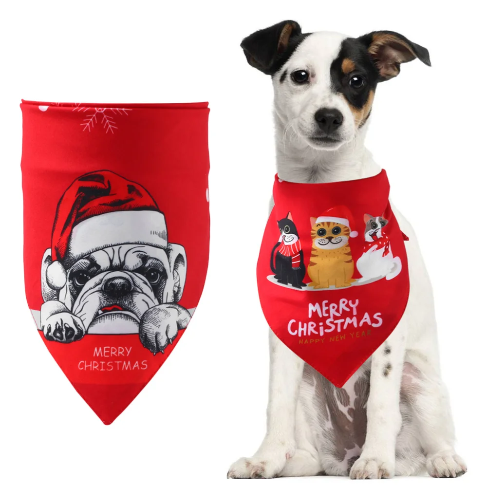 

Christmas Pet Pattern Saliva Towel Dog Cat Collar Pet Bandana Triangle Scarf for Pet Dog