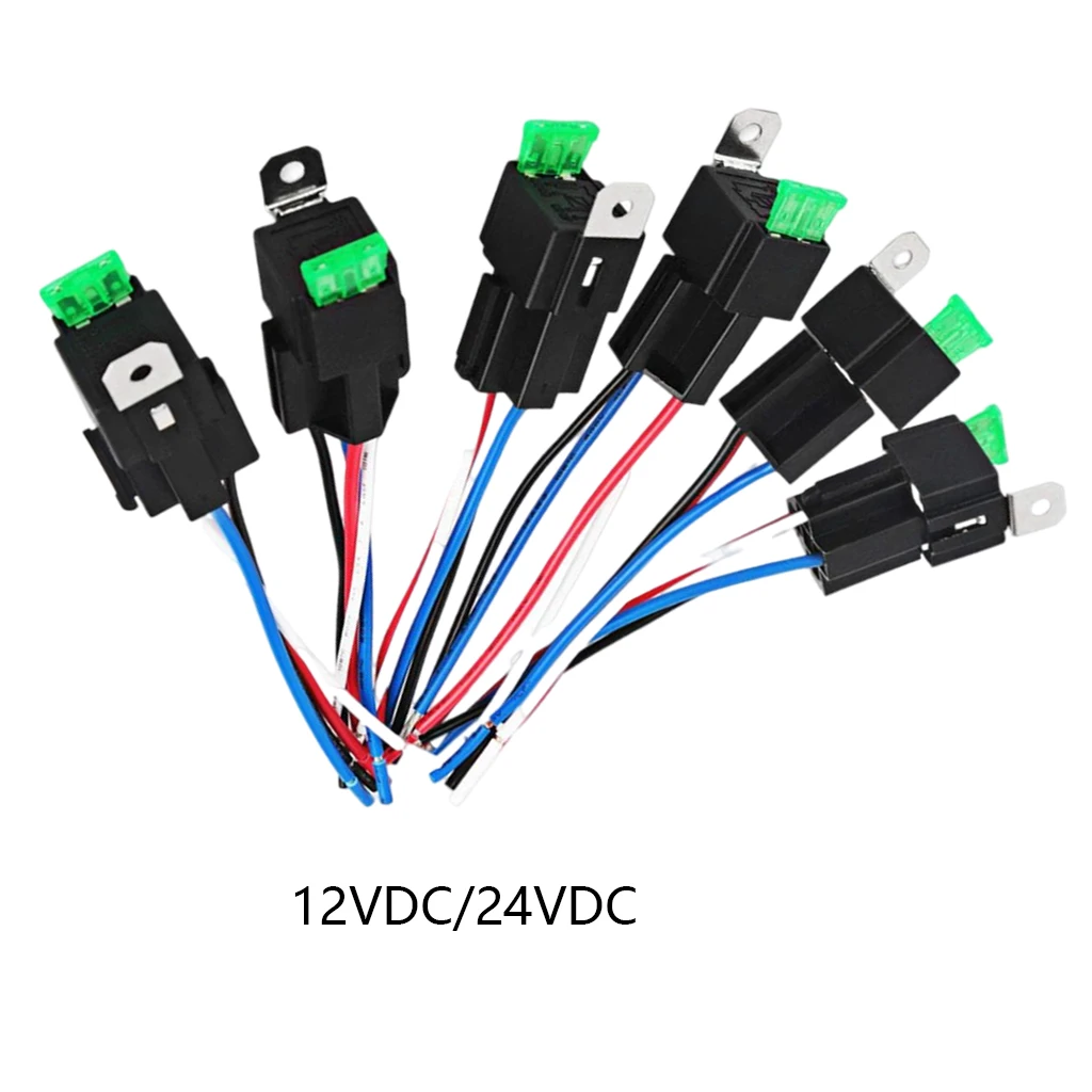 6Pc 5PIN Automotive Relay Switch Harness Kit 30A Fuse 14AWG Hot Wire |