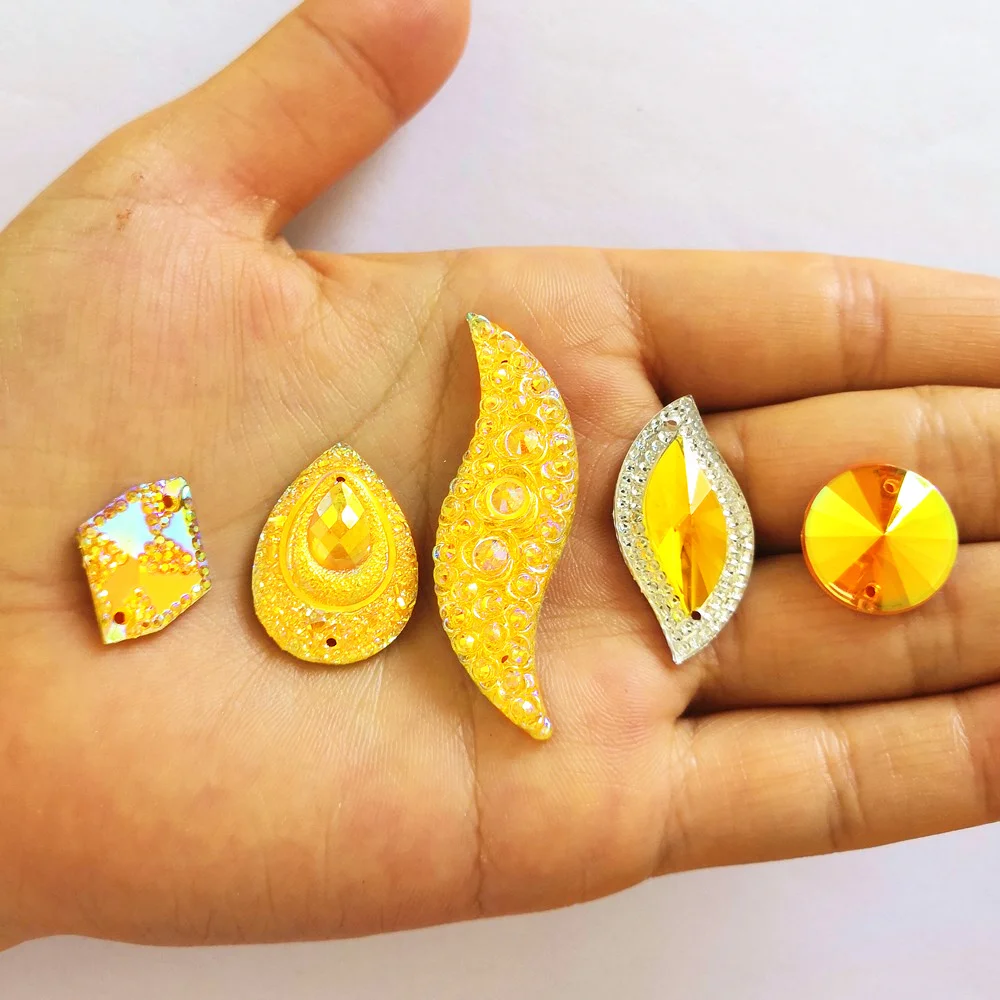 Смешанная желтая AB Свадебная аппликация декоративные камни и Кристаллы Стразы