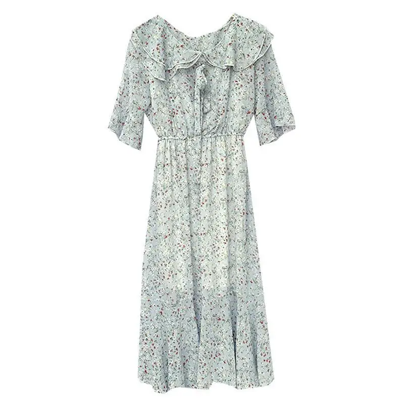 

Lady Floral Dress Summer Waist Show Thin Temperament Fairy Dress Art Chiffon Dress Baby Collar Princess Dress