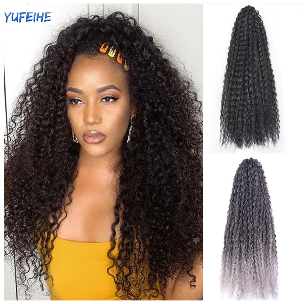 

Yufeihe Long Brazilian Braids Hair Ombre Synthetic Crochet Braiding Hair Bundles 20 28Inch Afro Kinky Curl Twist Hair Extensions