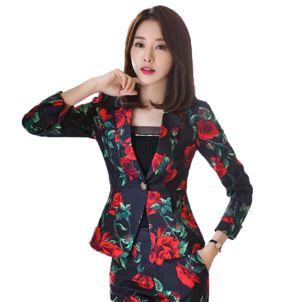 Женские блейзеры и куртки с цветочным принтом модный офисный женский костюм