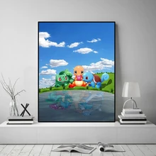 Modern anime pokemon playing games together HD art prints and posters printed on canvas family living room decoration paintings