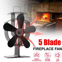 black fireplace 5 blade heat powered stove fan komin log wood burner eco friendly quiet fan home efficient heat distribution
