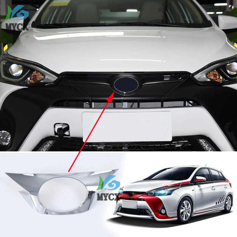 

Для Toyota Yaris XP150 2019 2020 украшение для автомобиля ABS Хромированная передняя отметка с обеих сторон средняя сетчатая рамка